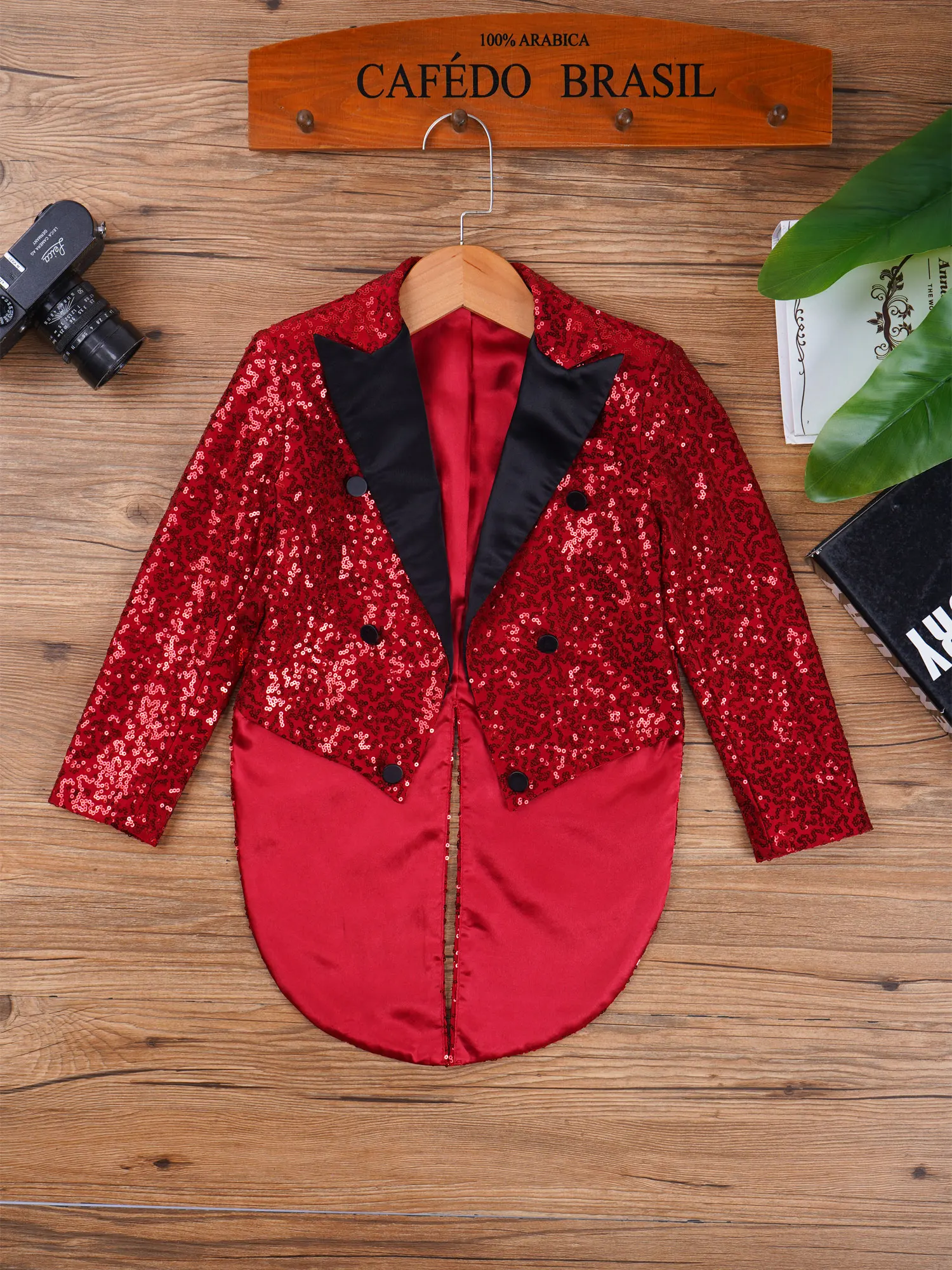 Little Boys Long Sleeve Sequin Blazer Tuxedo Coat Gentleman Suit for Magic Circus Shows Prince Cosplay Wedding Birthday Party