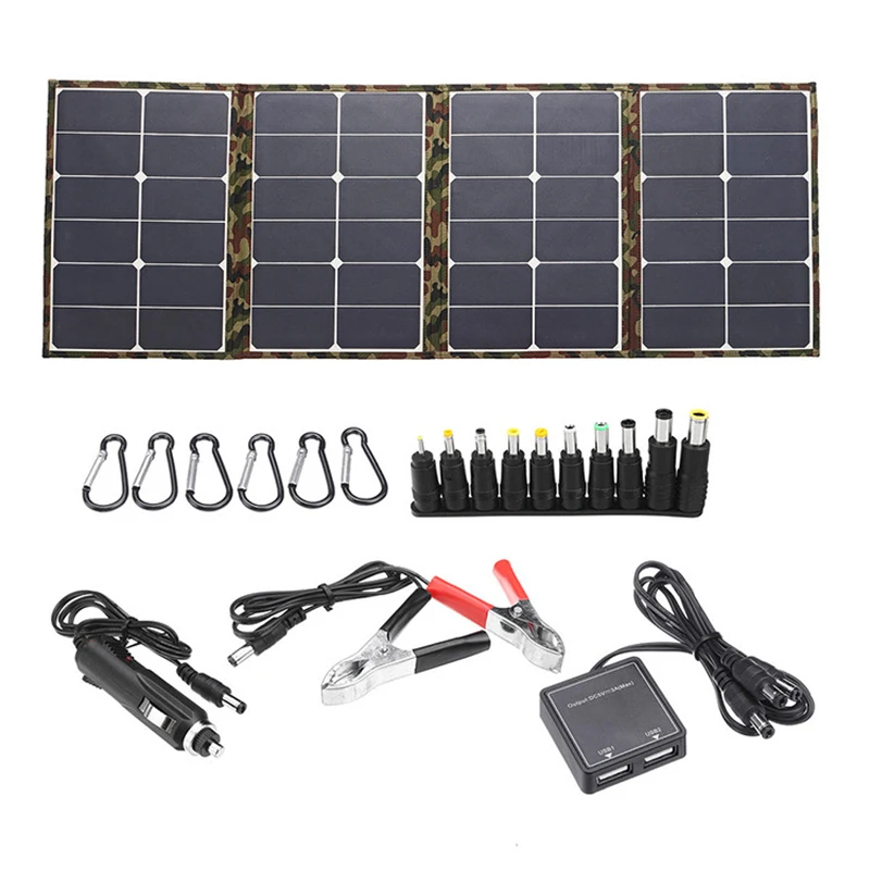 Omni-in 80W solar panel foldable bag, mobile phone tablet laptop emergency charging board