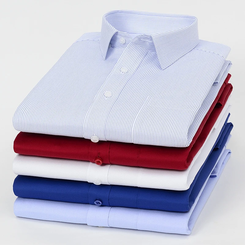 Quality100%pure cotton solid color Long sleeve shirts for men over size slim fit formal shirt anti-wrinkle soft business clothes