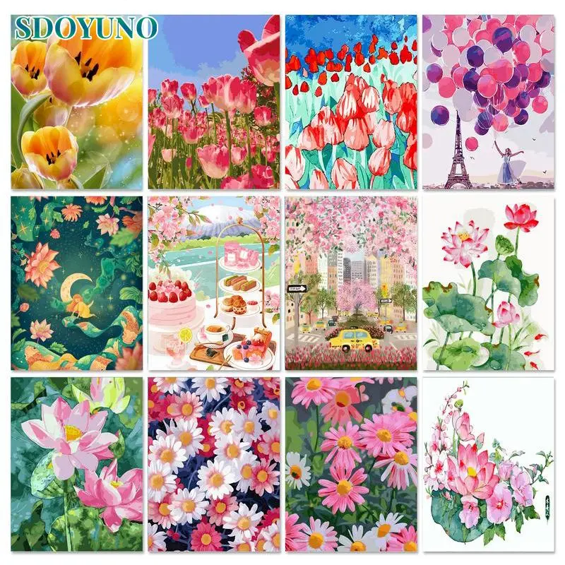 

SDOYUNO Picture Diy Painting By Numbers For Adults Landscape Modern Acrylic Paint Drawing Coloring By Numbers For Home Wall Deco