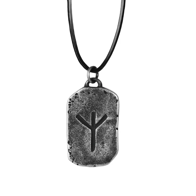 Valily Men\'s Viking Protection/Strength Rune Necklace Stainless Steel Elder Futhark  Handmade Solid Nordic Pendant Jewelry