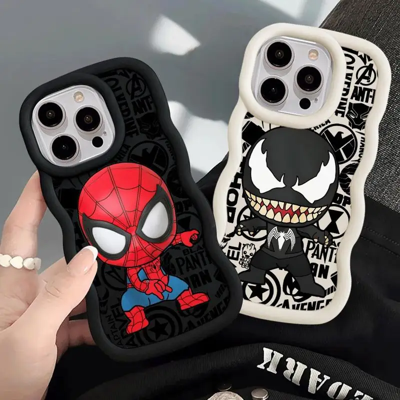 Marvel Sipider Man Venom Phone Case for iPhone 15Plus 13Pro 15 XR 14ProMax 12 Mini 8 7 XS Max 11 Luxury Soft Cover