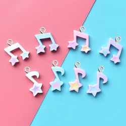10Pcs Kawaii Star Musical Note Resin Charms DIY Handmade Earring Necklaces Jewelry Making Accessory Garment Bag Keychain Pendant