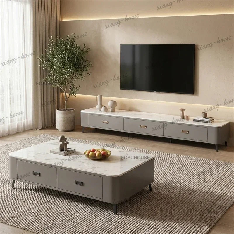 Luxury Modern Slate TV Stands Floor Standing Storage TV Cabinet for Small Apartment Living Room High End Media