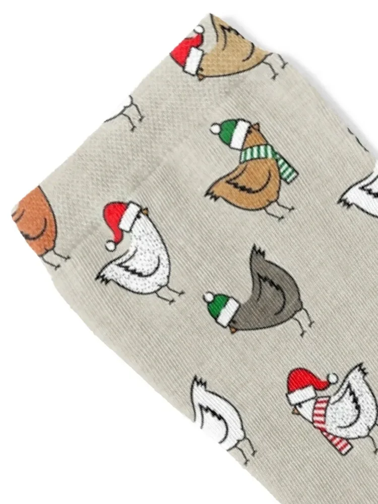 Christmas Chickens (beige) Socks luxe designer Boy Child Socks Women's