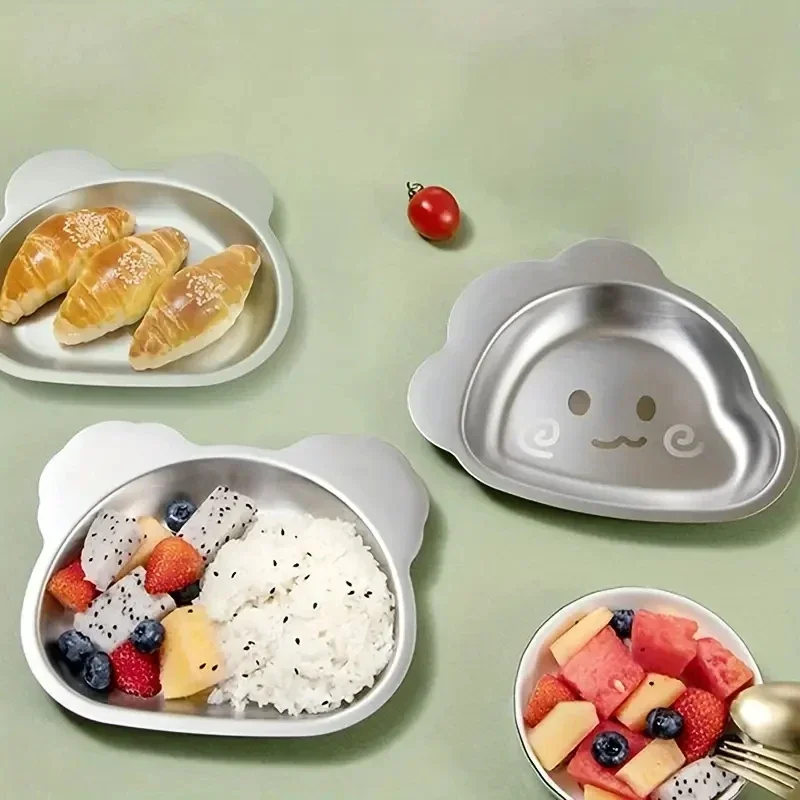 316 children's tableware Cartoon dinner plate Kindergarten school 304 stainless steel plate Cute baby food plate