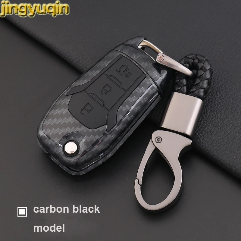 Jingyuqin Remote Car Key Carbon Fiber Case For Ford F-150/250 F-350/550 Fiesta Ranger Fusion Mondeo Mustang S-Max Explorer Edge