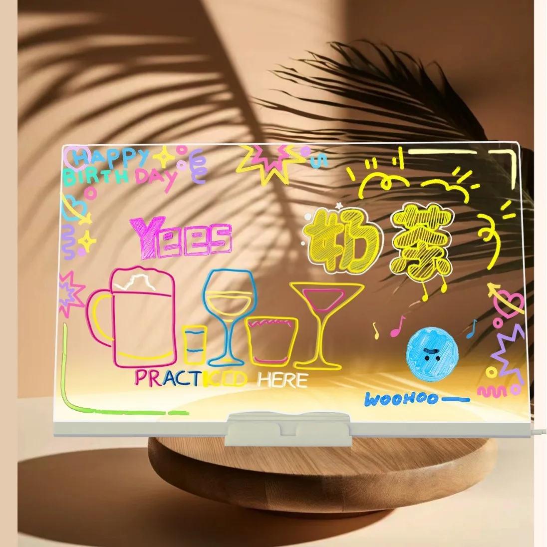 DIY Acrylic LED Light Board Erasable Glow Message Sign Whiteboard Fluorescent Modern Home Office Decor