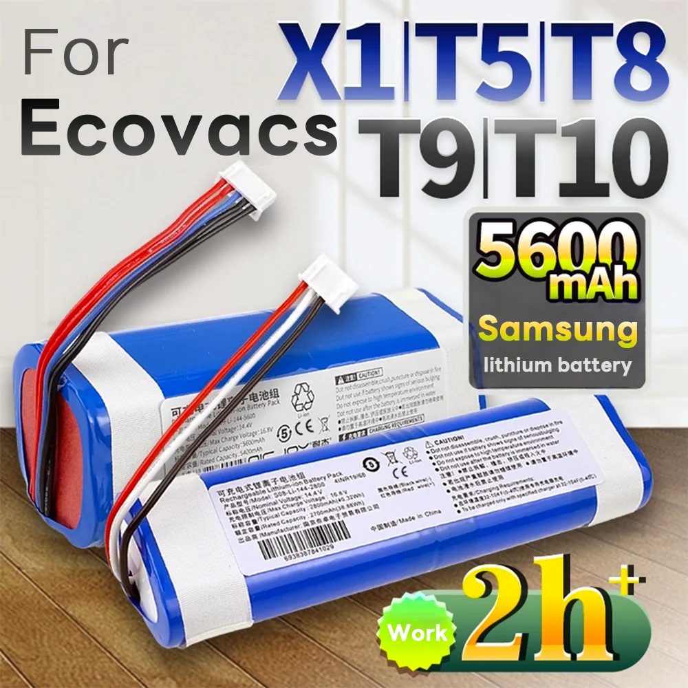 

High-Capacity Li-ion Battery for Ecovacs Robot Vacuum (T5/T8/T9/T10/T9 DX65/X1/X2/X5/N8/N5) 14.4V 3400mAh-6400mAh