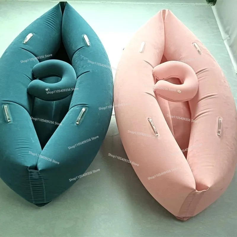 For PVC Inflatable Pod Lazy Sofa Flocked Pea Pod Inflatable Recliner Sofa Cushion