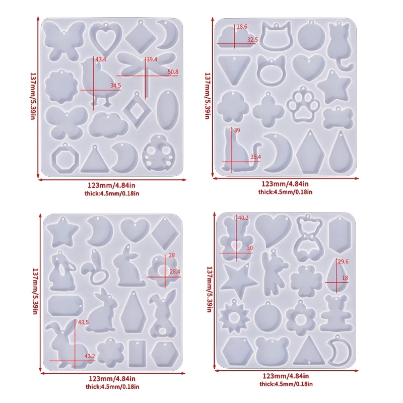 Molde silicona Flexible para pendientes animales geométricos DIY para entusiastas del bricolaje