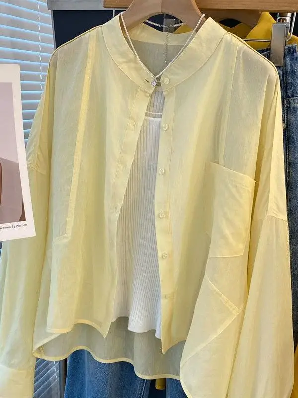 

plus Size 300 Pounds Women's round Neck Sun Protection Jacket Casual Style Pure Color Loose Fit Long Sleeve Shirt for plus Size