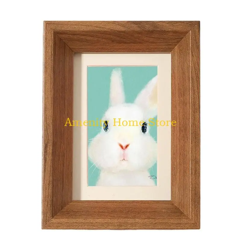 F26C Small Picture Frame for Instants Photos, Wooden Portrait Display Standing Photo Frame with Clear Glass Front for Desk Shelf