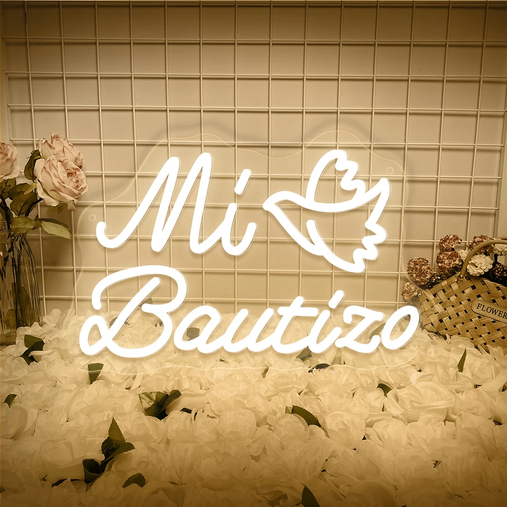 미 바티조 네온 LED 사인 벽 홈 룸 데코 나의 세례 LED 네온 조명 사인 홈 파티 교회 장식 사인 생일 선물