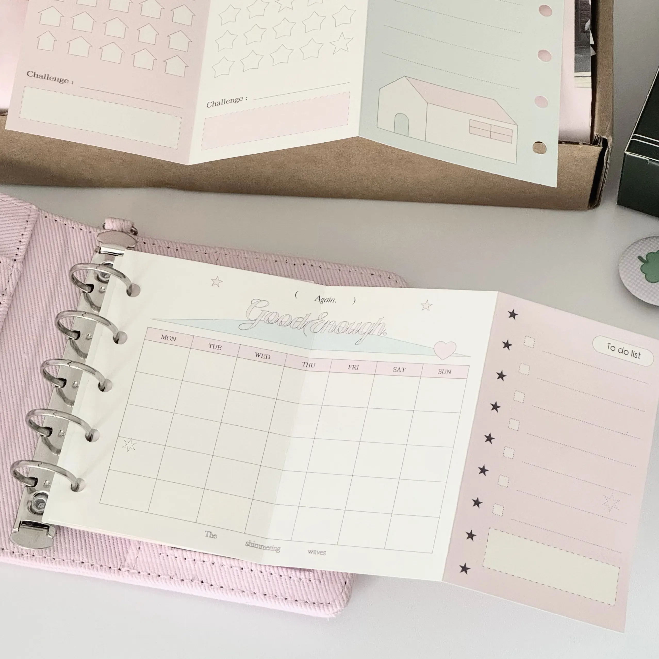 12 feuilles de papier de recharge A7 M5, pages perforées tri-pliantes pour agenda, pour classeur à anneaux, suivi des habitudes et liste de tâches