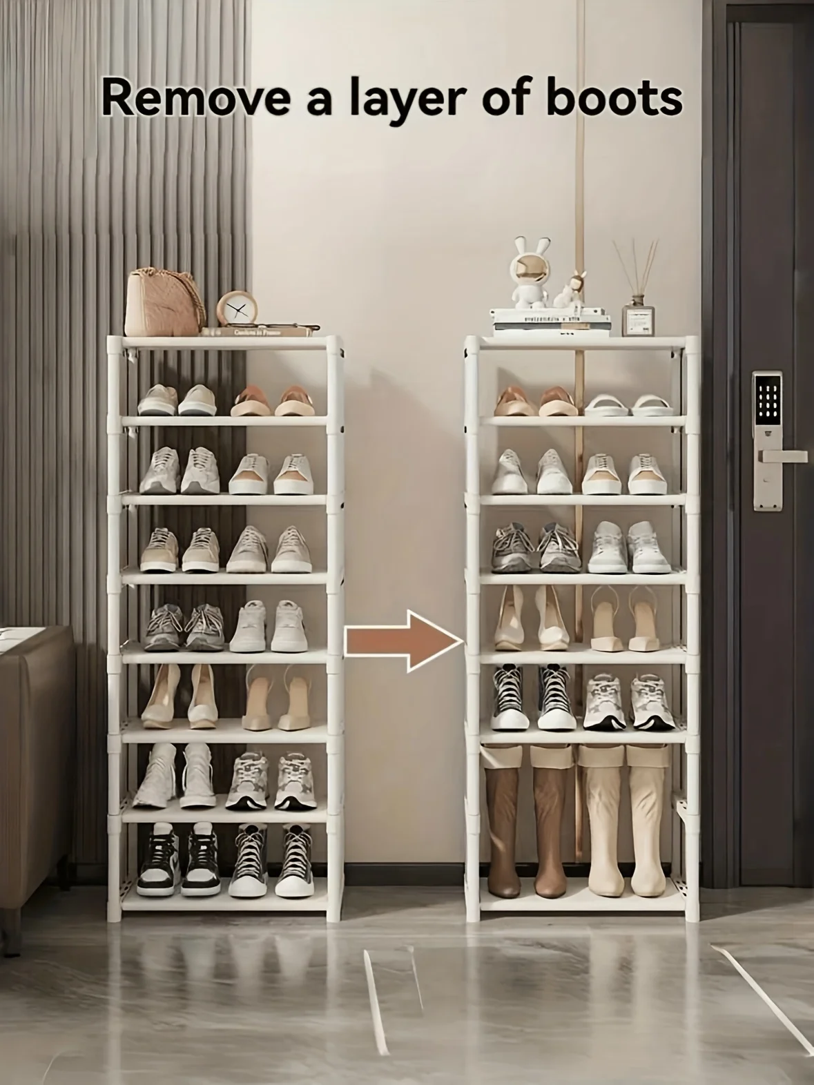 Simple Multi-Tier Shoe Rack for Home Entryways; Modern Freestanding Shoe Cabinet; Dust-Proof Foyer Storage Unit; Floor-Standing Bedroom Rack; Indoor Shoe Storage Solution; High-Capacity, Space-Saving Design.