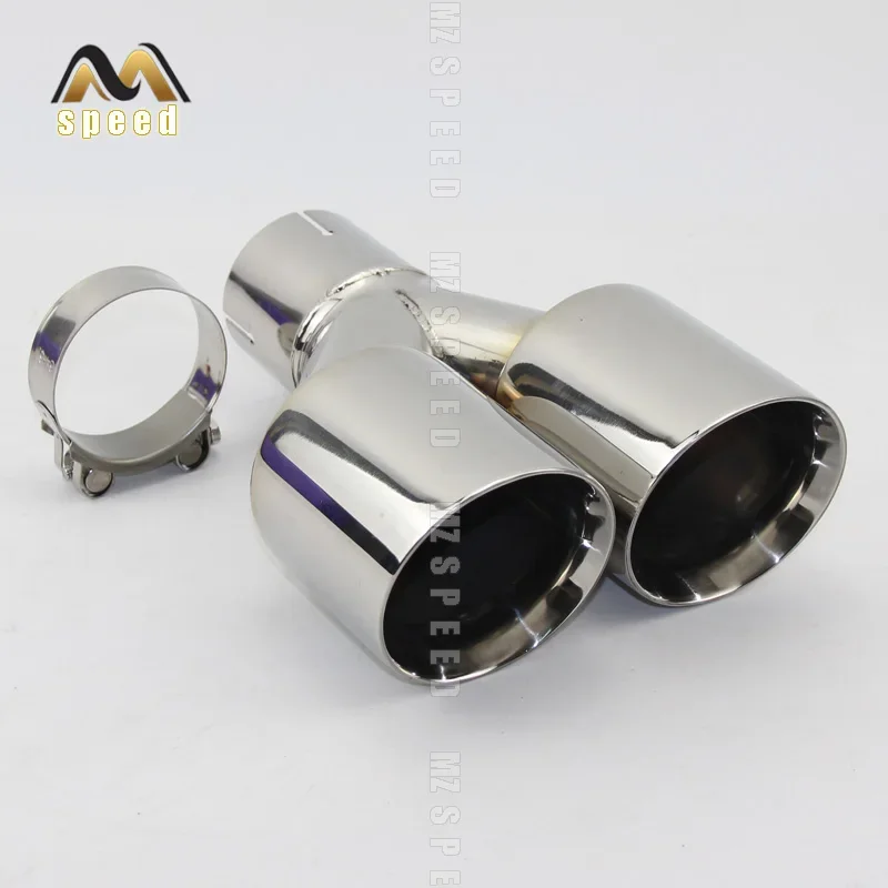 Car Accessories stainless steel and bright face without marked Y-type double outlet straight edge exhaust pipe tailpipe