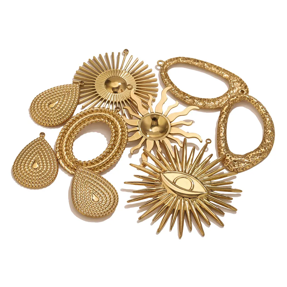 5pcs Stainless Steel Sun Eye Charms For Jewelry Making 18K PVD Gold Plated Boho Pendants DIY Necklace Jewelry Accessories