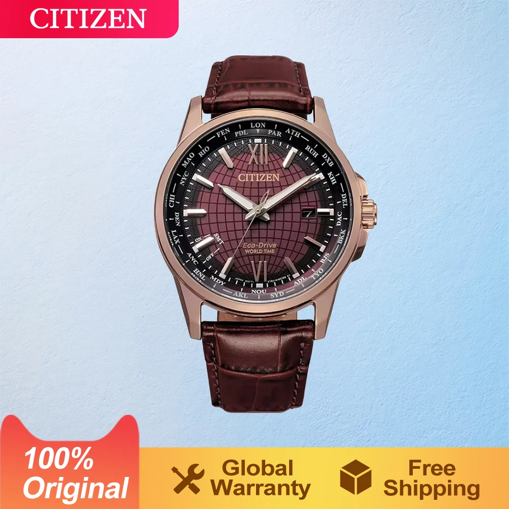 CITIZEN Original  Japan Watch Men\'s Watch Quartz  Eco-Drive Sunstar Dual Display  leather world time  Business BX1009-10X