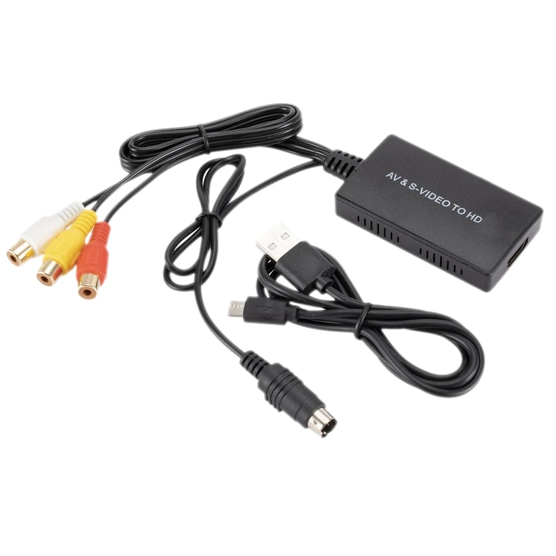 SVideo to HDMI Converter S-Video and 3RCA CVBS Composite to Audio Video Converter Support 1080P 720P