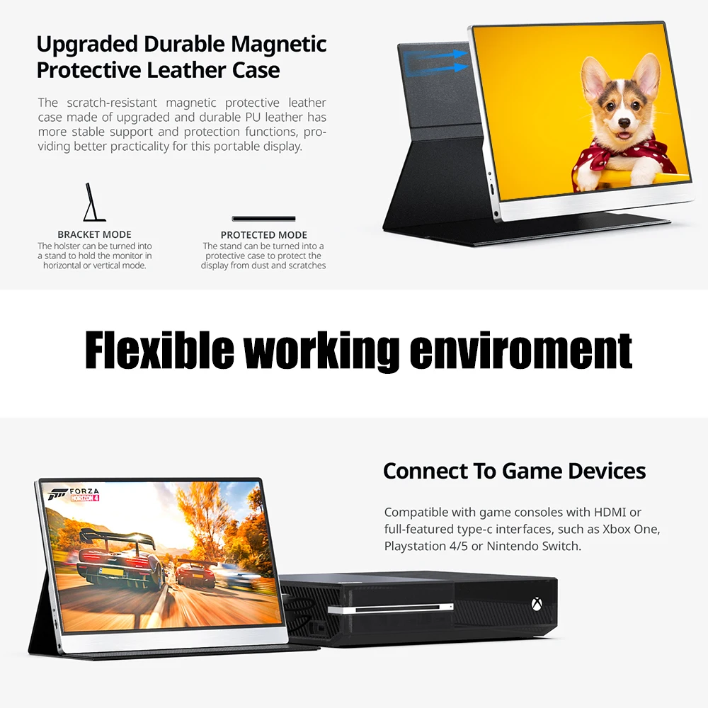 4K 12.5 Inch 3840*2160 Portable Gaming Monitor Office Display USB C For Laptop Macbook Phone Raspberry Pi Switch PS4 5 Xbox PC