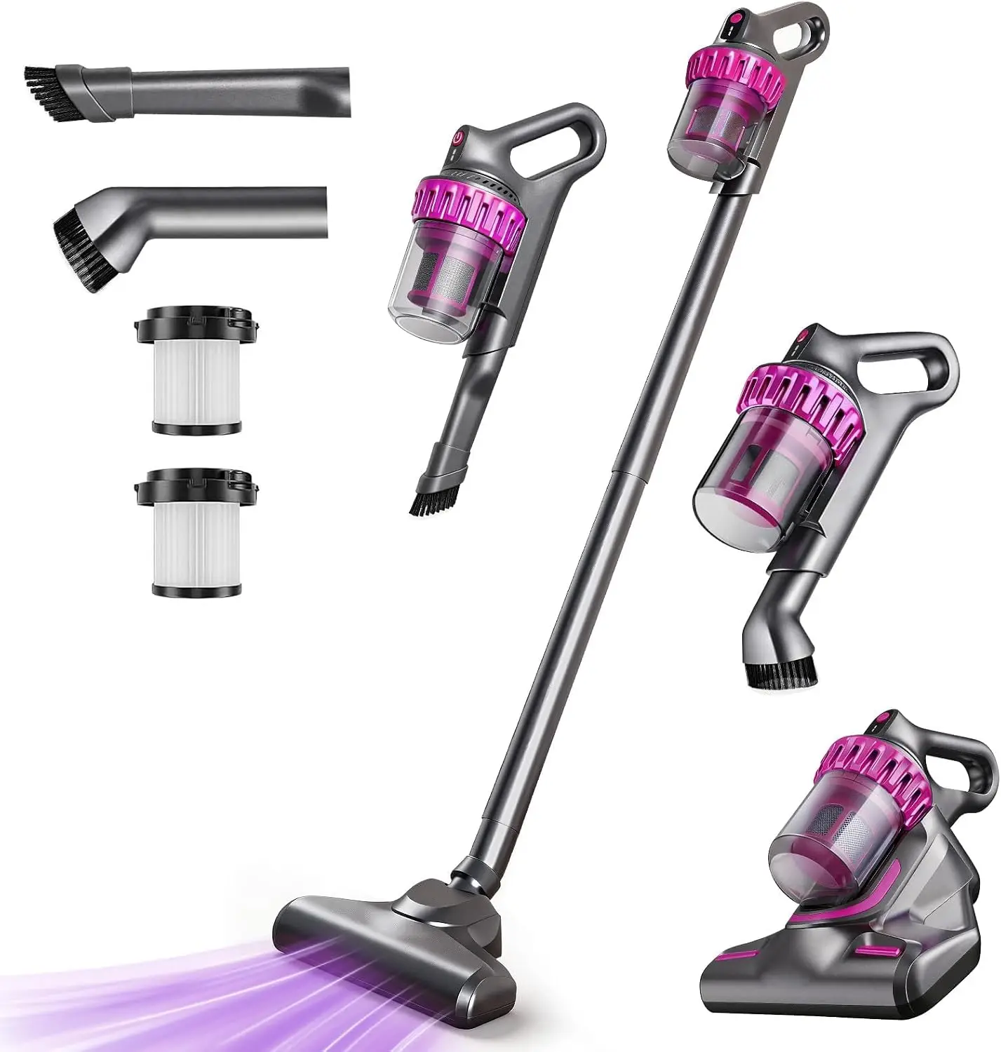 Cordless Stick Vacuum Cleaner, 6-in-1 Lightweight Handheld Vacuum, Built-in Mattress Vacuum Cleaner, 3-Speed Suction, Powerful M