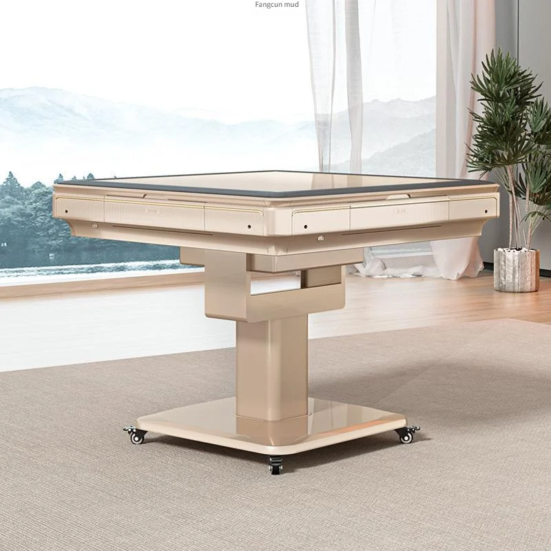 Luxury Automatic Mahjong Table with Silent Metal Folding Wheels for Entertainment