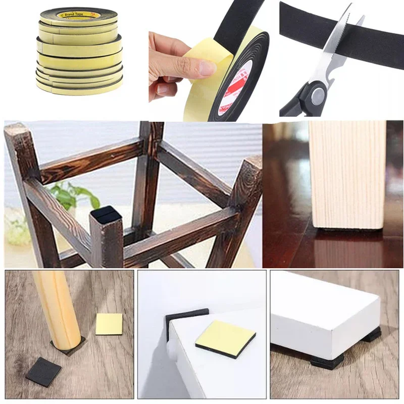 Black foam rubber strip Strong adhesive Anti-collision Waterproof Window Door Seal Strip Weather Stripping EVA Single Side Tape