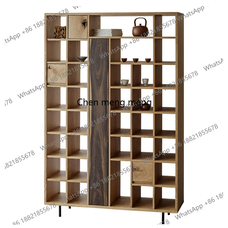 H Square-inch teacup rack, storage, Bogu rack display, wabi sabi modern simple Chinese solid wood