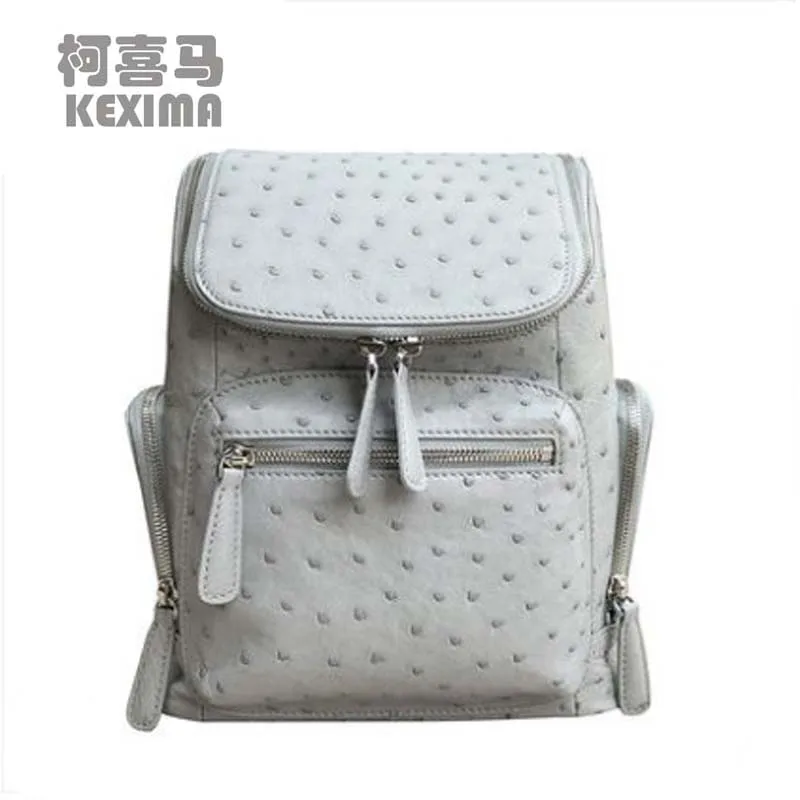 KEXIMA yongliang natural ostrich leather men backpacks fashionable leather travel backpacks  for men and women