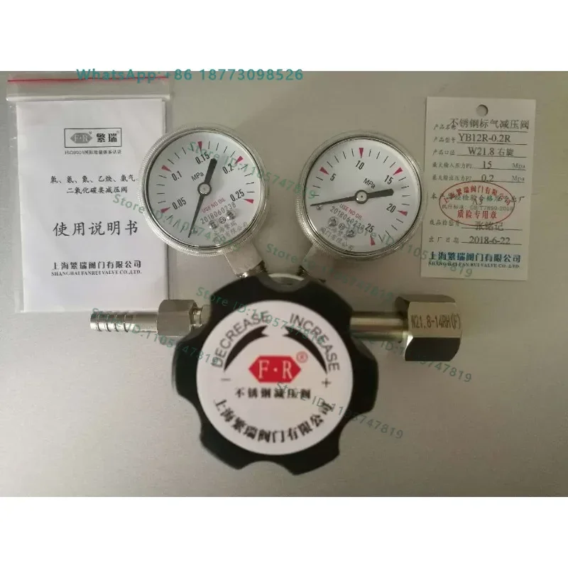 Stainless steel standard gas pressure reducing valve YB12R-1R regulator W21.8 for right-handed 2 4 8 liter small steel cylinders