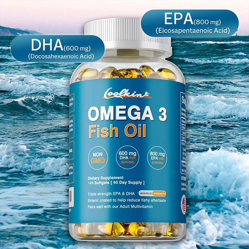 

Omega 3 Fish Oil - Supports Brain and Nervous System Health, Cardiovascular and Skin Health, Antioxidant and Anti-inflammatory