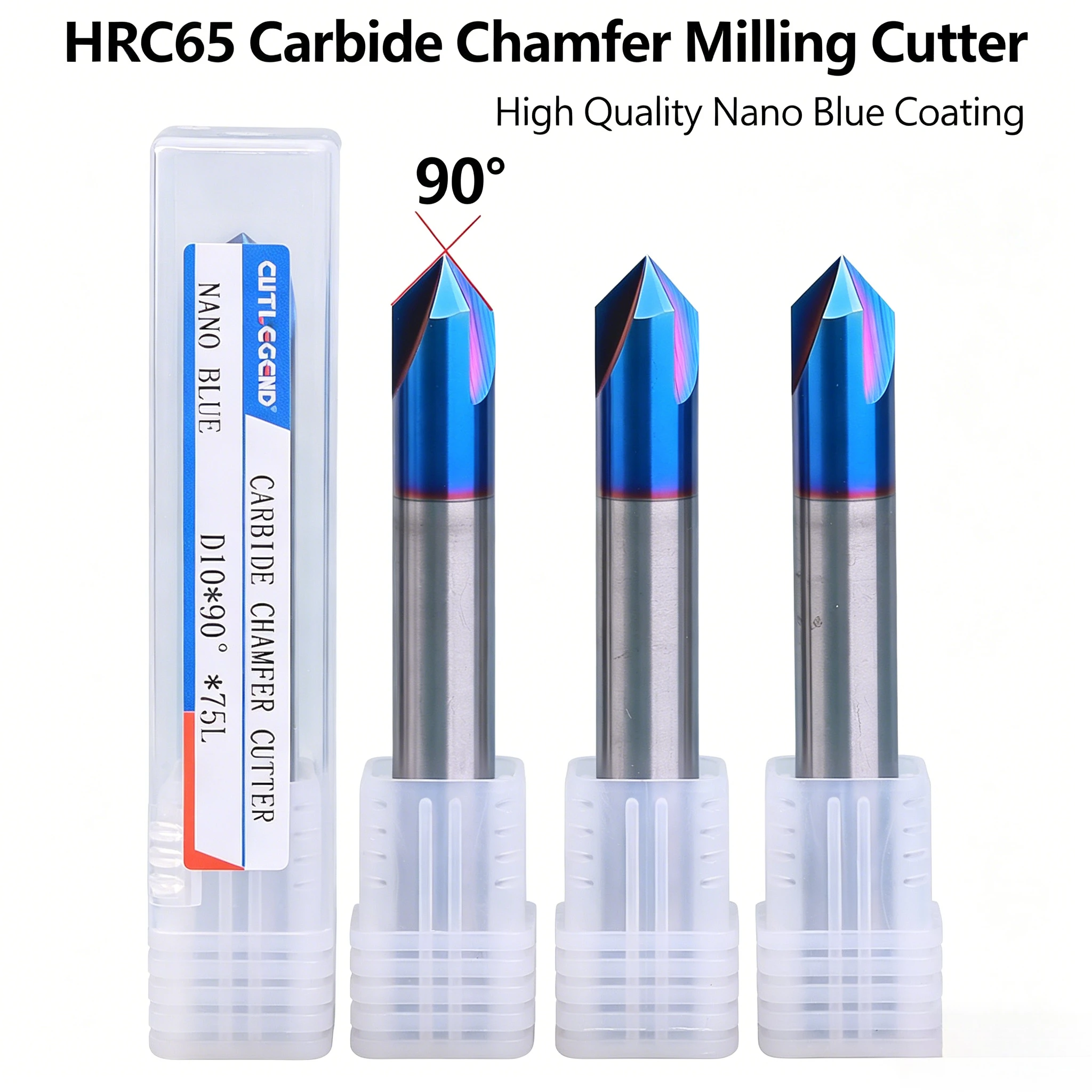 

CUTLEGEND HRC65 Nano Blue Chamfer Milling Cutter Coating Carbide 1-20mm diameter 90 Degree Chamfering Mill V Grove Router