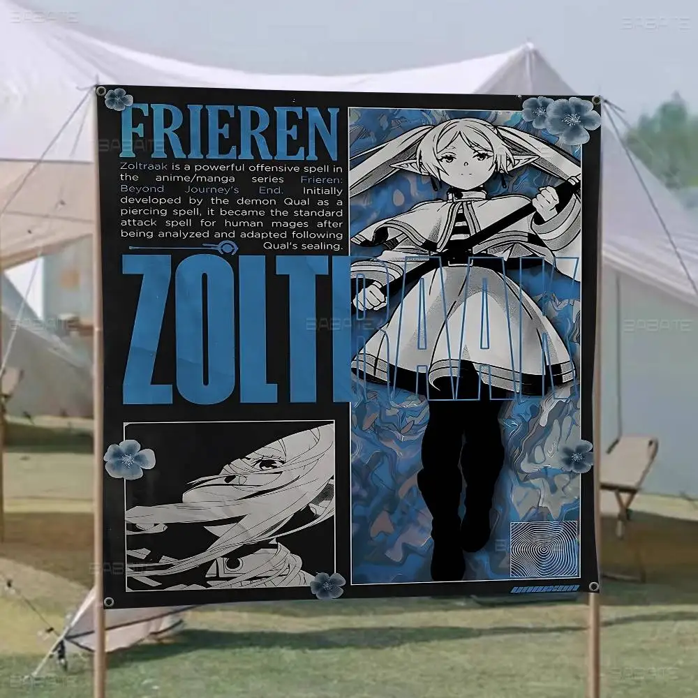 Anime Frieren Creative Pattern Hanging Flag Polyester Printed Banner Hand Pulled Flag