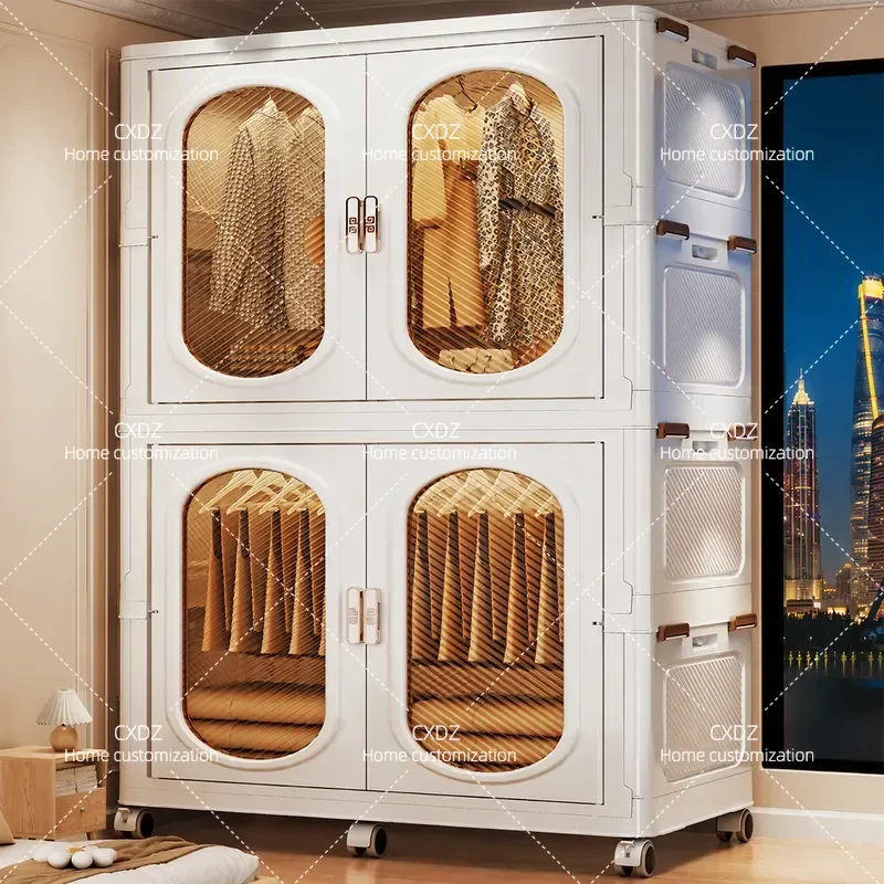 2024 New Simple Folding Wardrobe Easy Assembly Portable Closet for Bedroom Rental Room Baby Clothes Storage Household