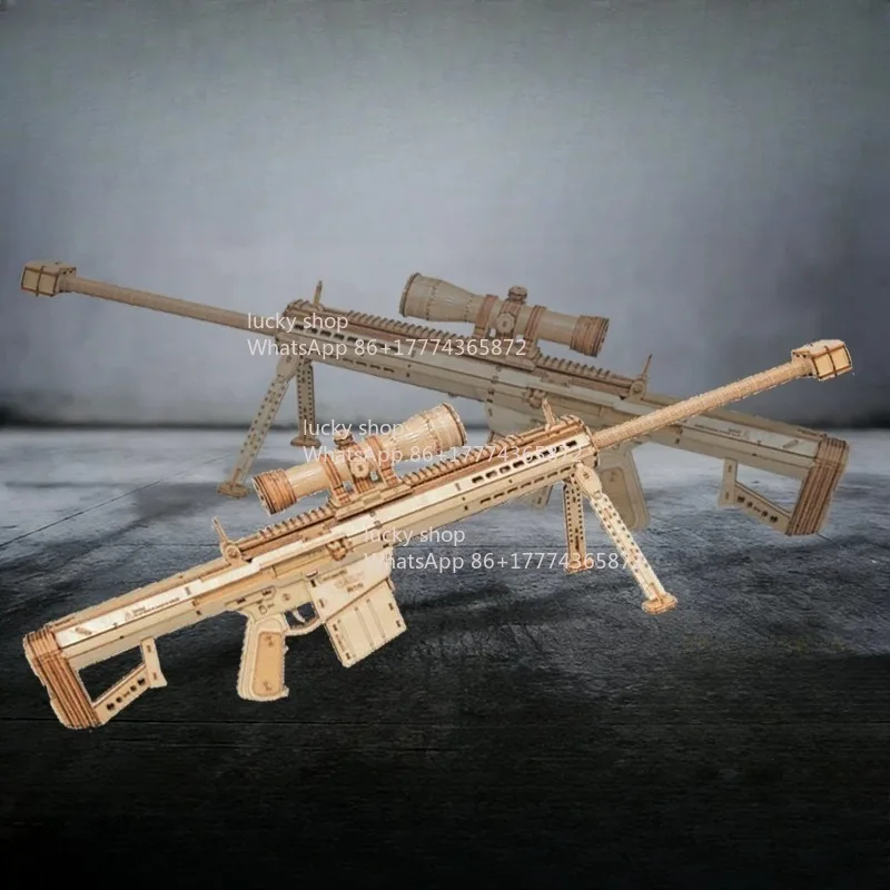 Barrett Wooden Gun Assembly Model Puzzle Decompression Boys Day Gift Military Model