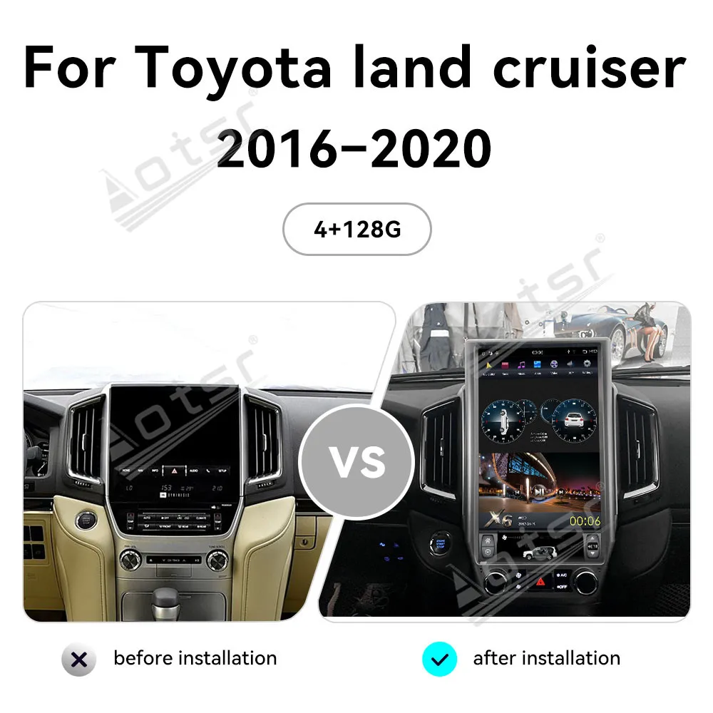 

Автомобильная мультимедийная система Android Auto Carplay для Toyota Land Cruiser 2016-2020, GPS-навигация, автомобильный радиоприемник, головное устройство