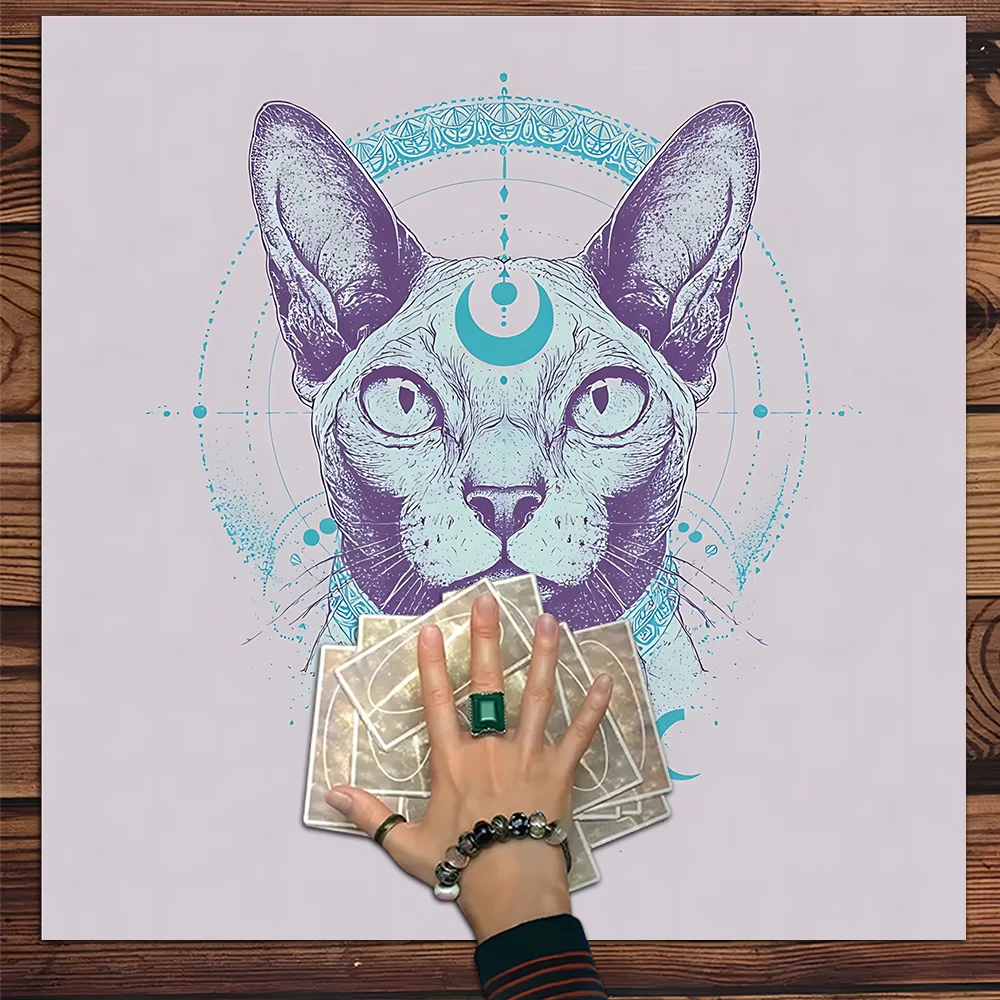 

Mystery Cat Tarot Cloth Art Design Tarot Table Cloth Tarot Altar Cloth, Tarot Cloth for Reading Divination Witchy Home