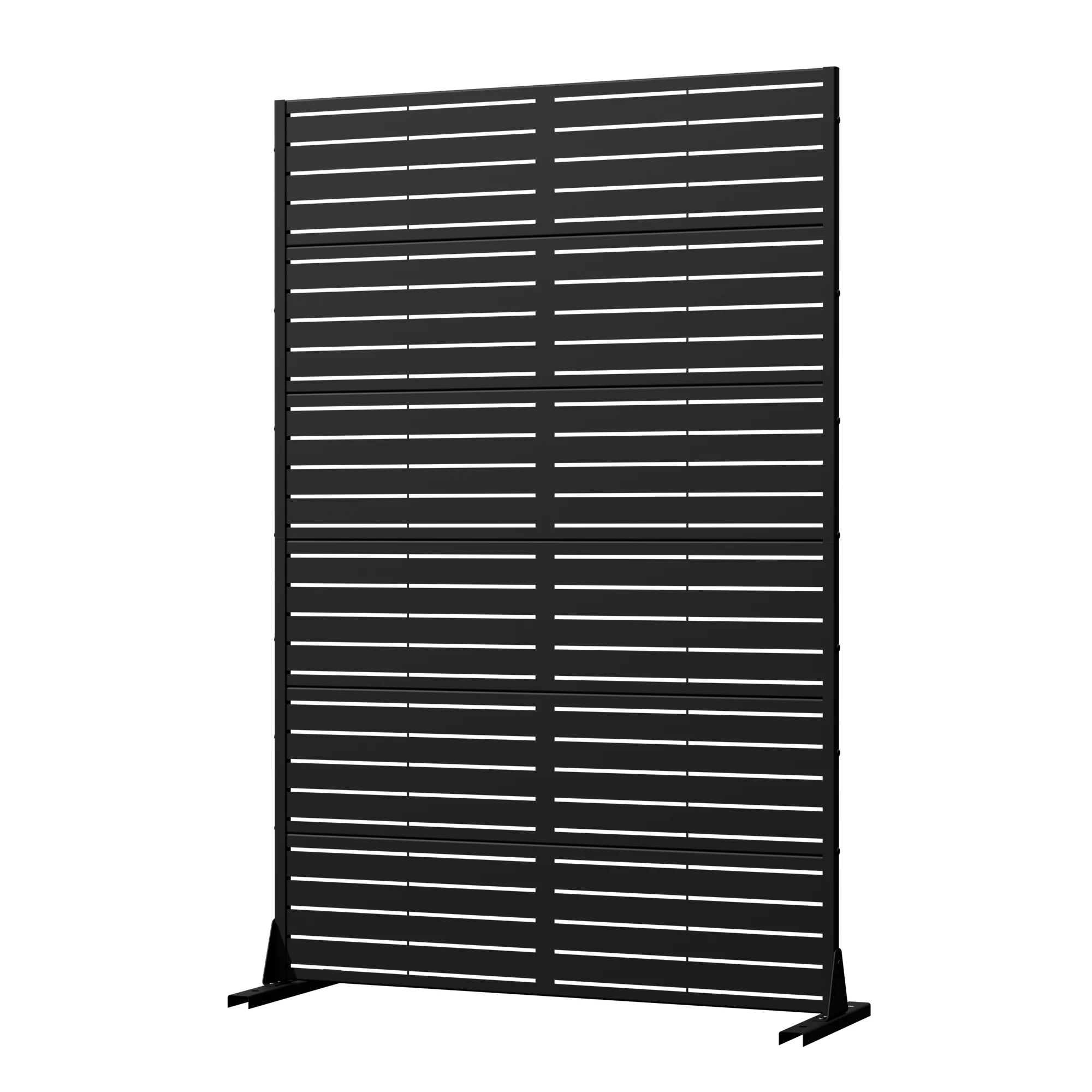 6 ft H x 4 ft W Metal Privacy Screen, Outdoor Freestanding Galvanized Steel Fence Panel with Stand, Decorative Laser-Cut Patio Garden Divider