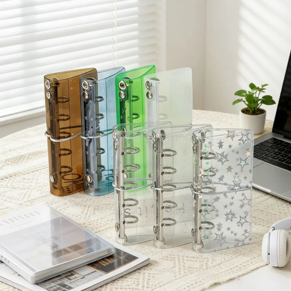 Compact Size Transparent PVC Binder Notebook with Elastic Band M2.5 Loose-leaf Journal DIY Photo Card Organizer K-pop Fans