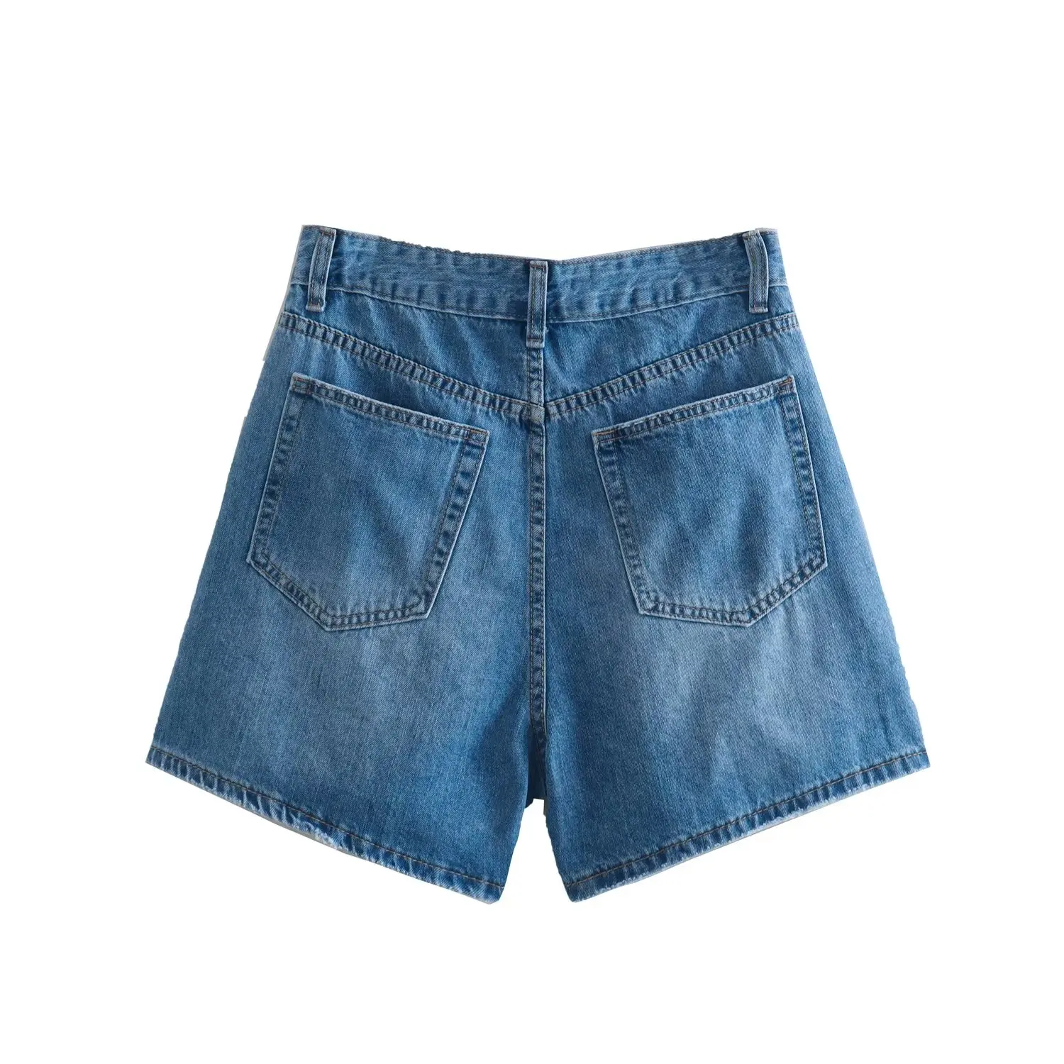 

Jenny&Dave Minimalist Fashion High Waist Straight Denim Blue Bermuda Summer Denim Short Nordic Shorts Women