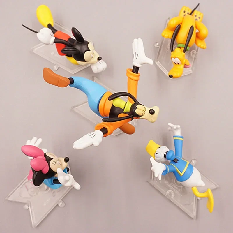 5pcs/Set  Running Mickey Minnie Mouse Goofy Donald Duck Action Figures Decoration Model Toys Ornament Doll Kids Birth Gift