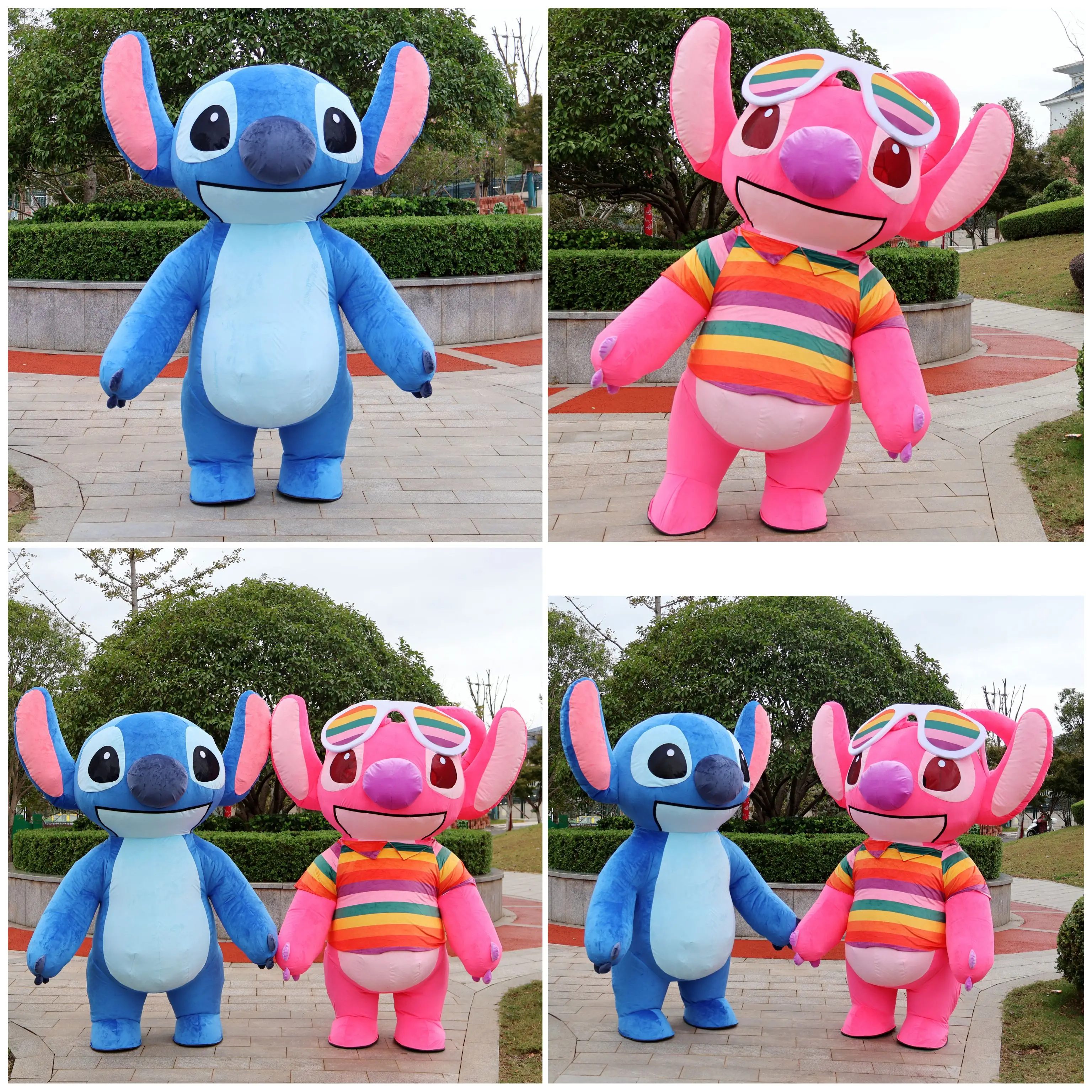 مينيسو ديزني نفخ غرزة زي الملاك الكبار العملاق المشي التميمة حفلة أزياء تنكرية يتوهم ديزني لا بطارية