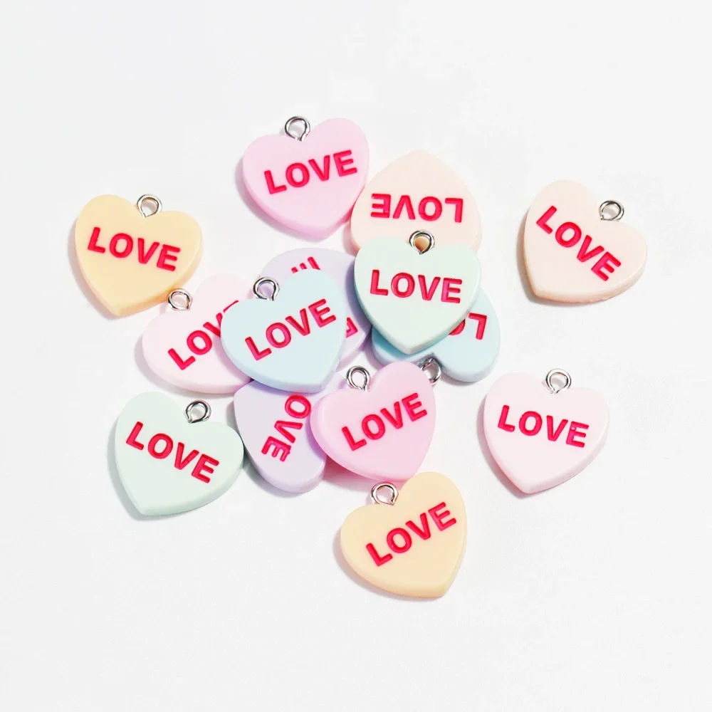 Resin Love Charms with Letter Words for DIY Jewellery Making