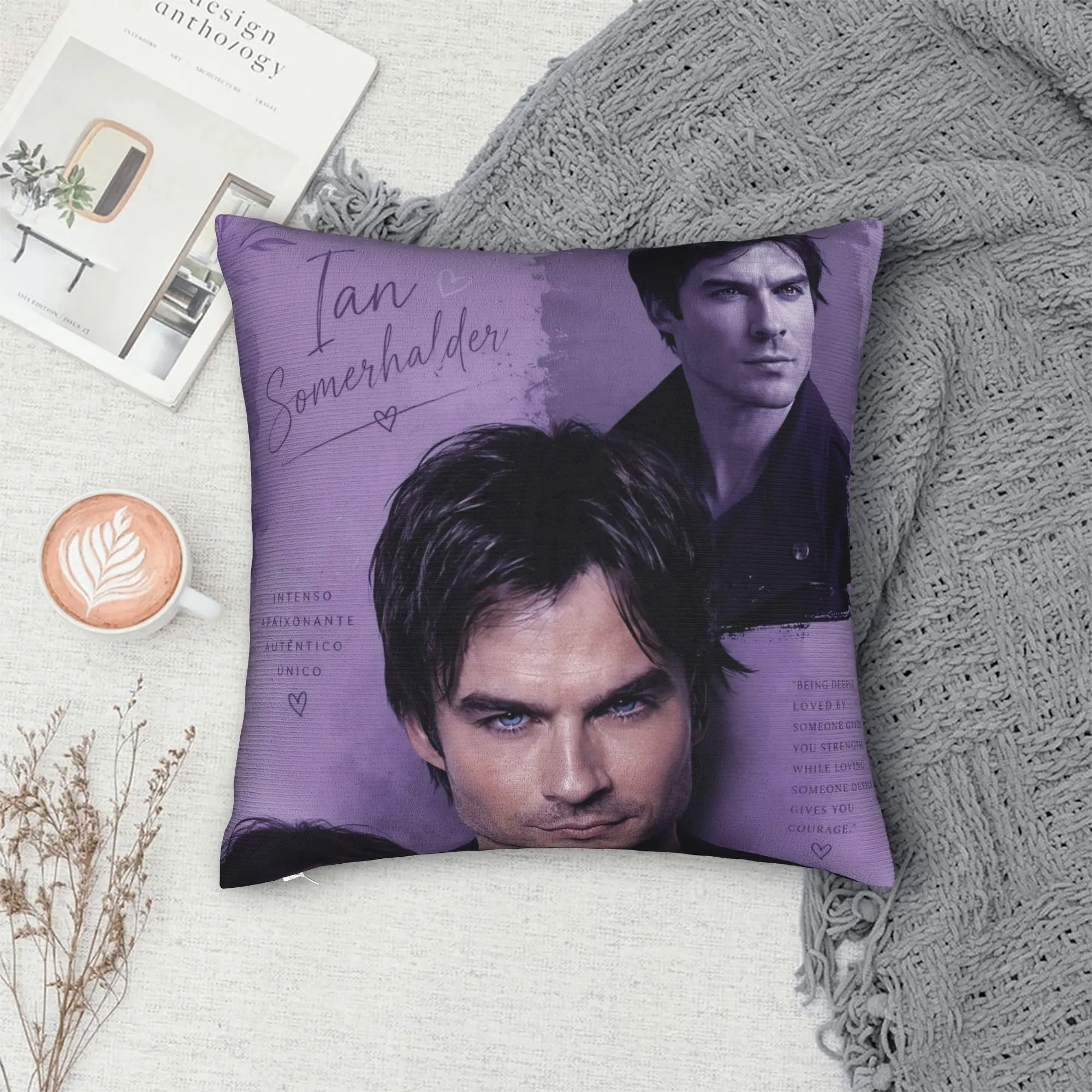 The Vampire Diaries Damon salvatore Pillow Case  Soft Pillow Cover For Living Room Chair Vintage Pillowcases