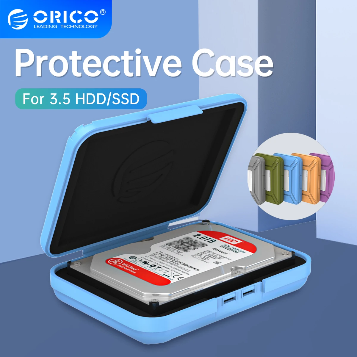 ORICO-Sacos de disco rígido portáteis, umidade-Proof Storage Box, HDD estojo protetor, preto, 3,5"