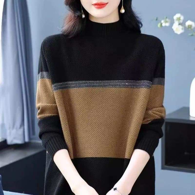 

Pulls Femmes Half High Neck Sweater For Woman Clothes 2025 Autumn Women's Long Sleeve Top Pullover Fashion Soft Knitwear