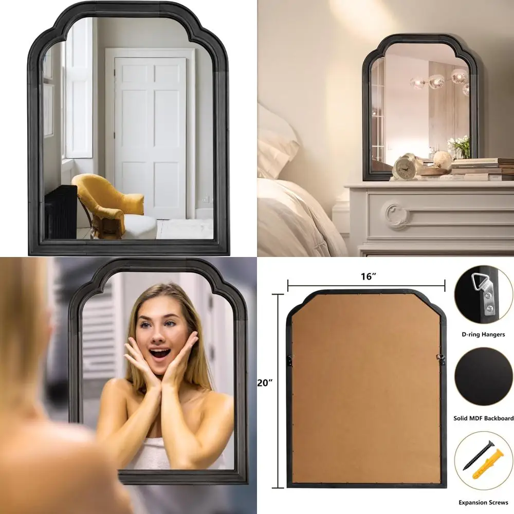 Espelhos de parede rústicos com moldura de madeira, 16 x 20 polegadas, adequados para detalhes decorativos de sala de estar e quarto