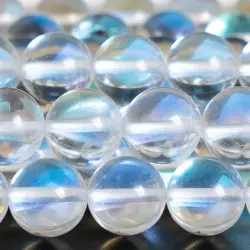 White Rainbow Mystic Aura Quartz Beads Round Loose Beads Round Size Options 6/8/10/12mm for Jewelry Making