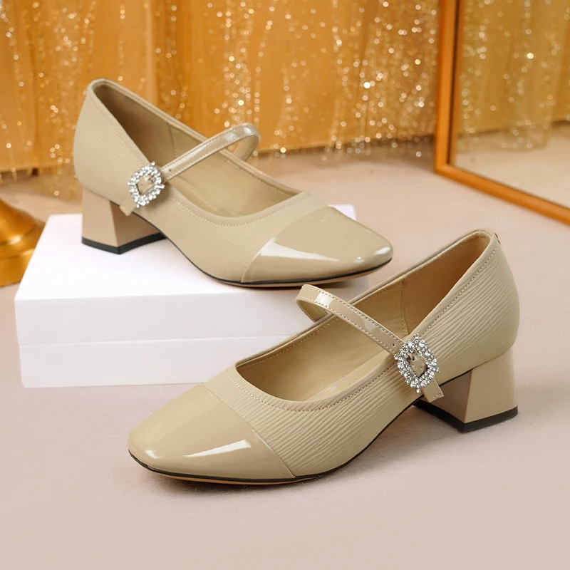 AIYUQI Mary Jane Women Shoes Genuine Leather 2024 New Women\'s Spring Shoes Mid-Heel Fashion Women\'s Office Shoes